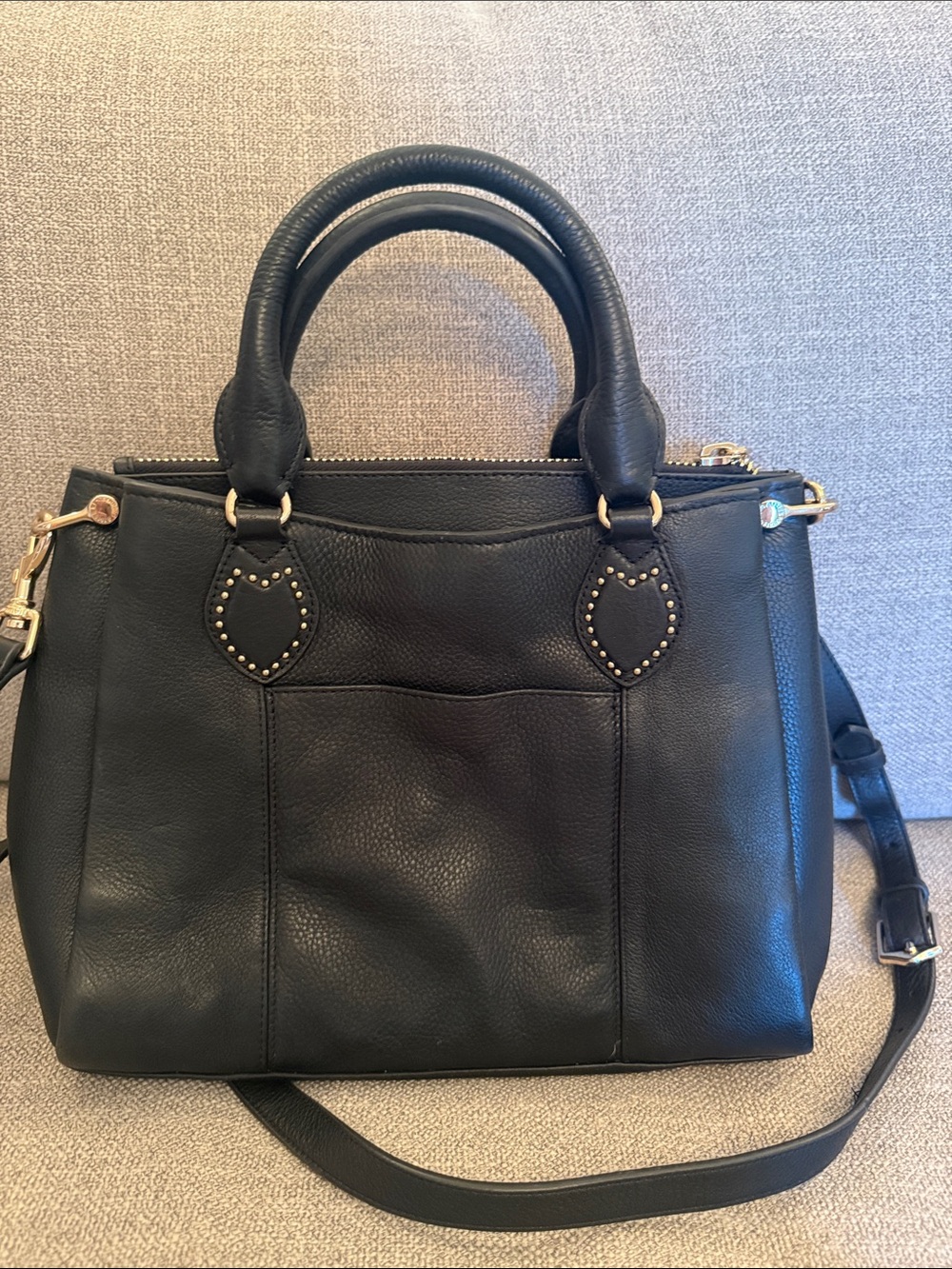 Aimee Kestenburg Black Pebbled Leather Tote with Stud Accents